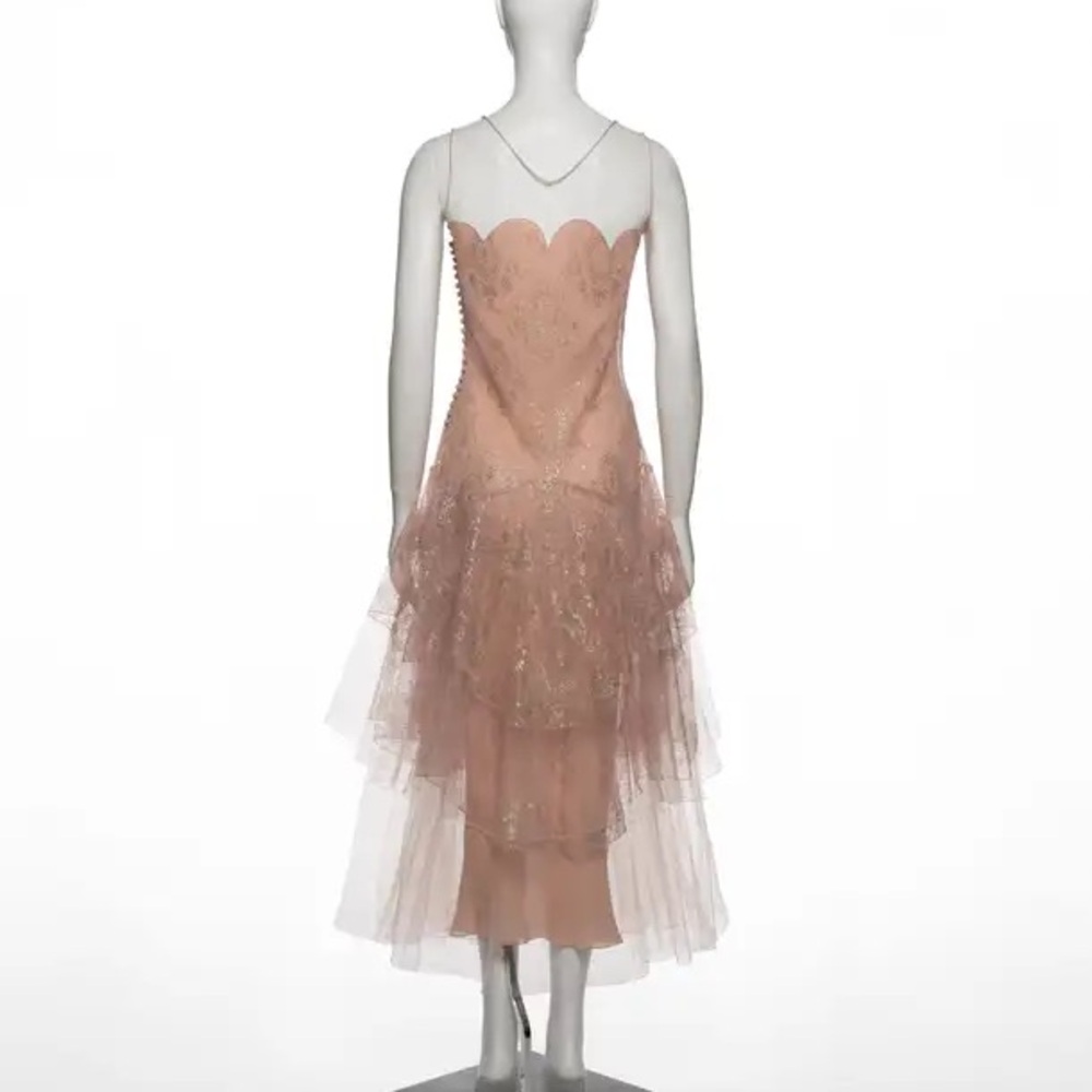 Blush Lace Tulle Evening Gown - Picture 10 of 12